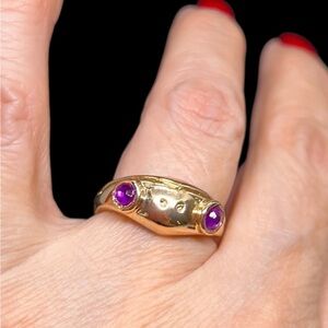 Gold over silver Frog ring, adjustable size stamped .925